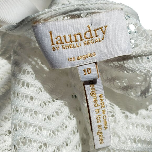 Laundry by Shelli Segal White Sheer Mesh Long Sleeve Swim Cover Up Top Shirt 10 - Picture 2 of 9